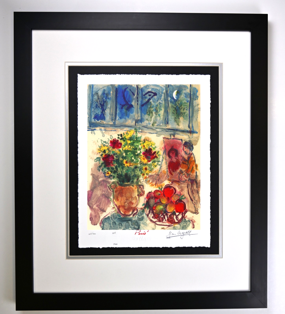 " L'Atelier et la fenetre bleue" by Marc Chagall, Framed Art