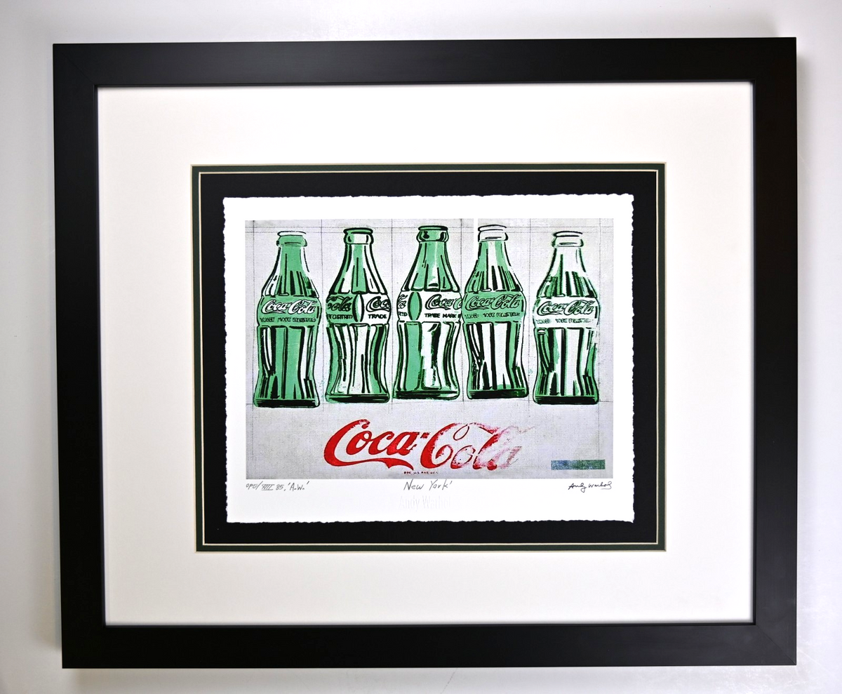"5 Coke Bottles 1962" by Andy Warhol Framed Art