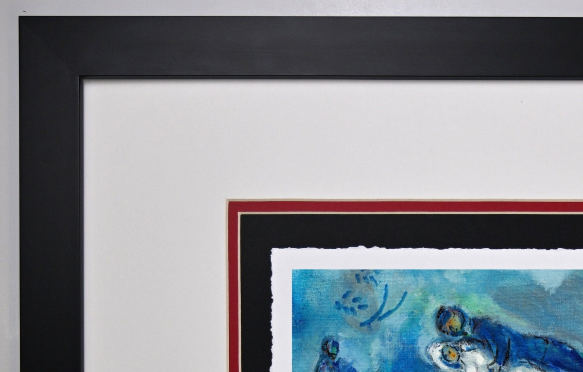 " Les Maries Au-dessus Du Village" by Marc Chagall, Framed Art
