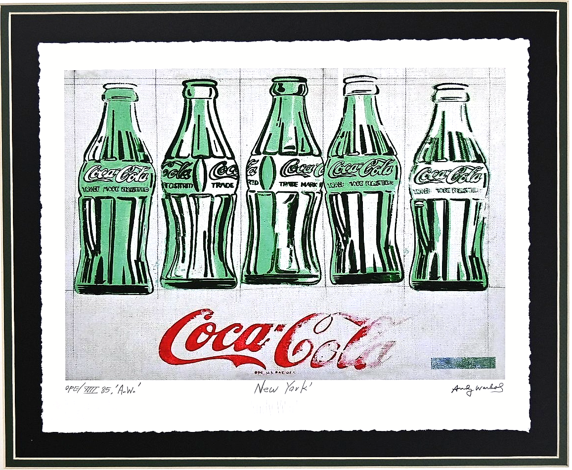 "5 Coke Bottles 1962" by Andy Warhol Framed Art