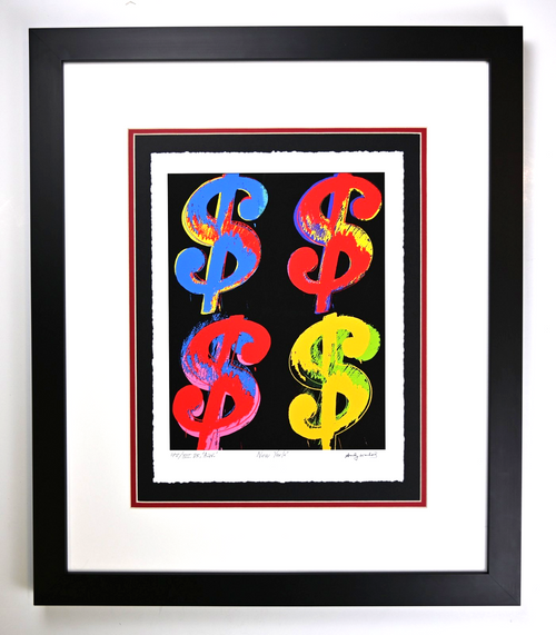 " 4 $$$$" by Andy Warhol, Framed Art