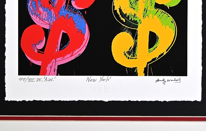 " 4 $$$$" by Andy Warhol, Framed Art